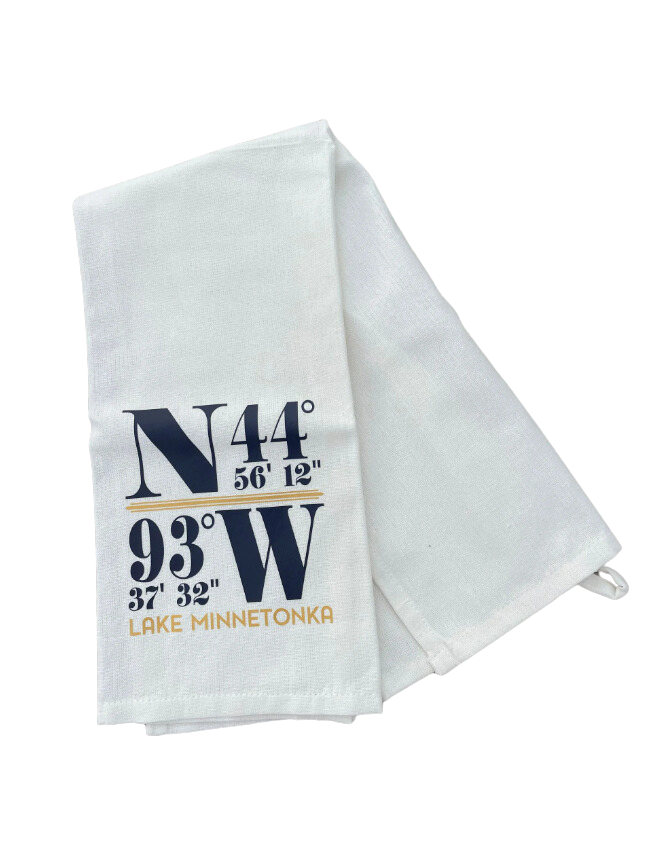 Lake Minnetonka Coordinates Dish Towel