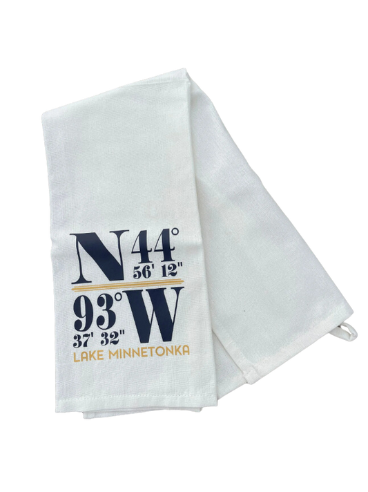 Lake Minnetonka Coordinates Dish Towel