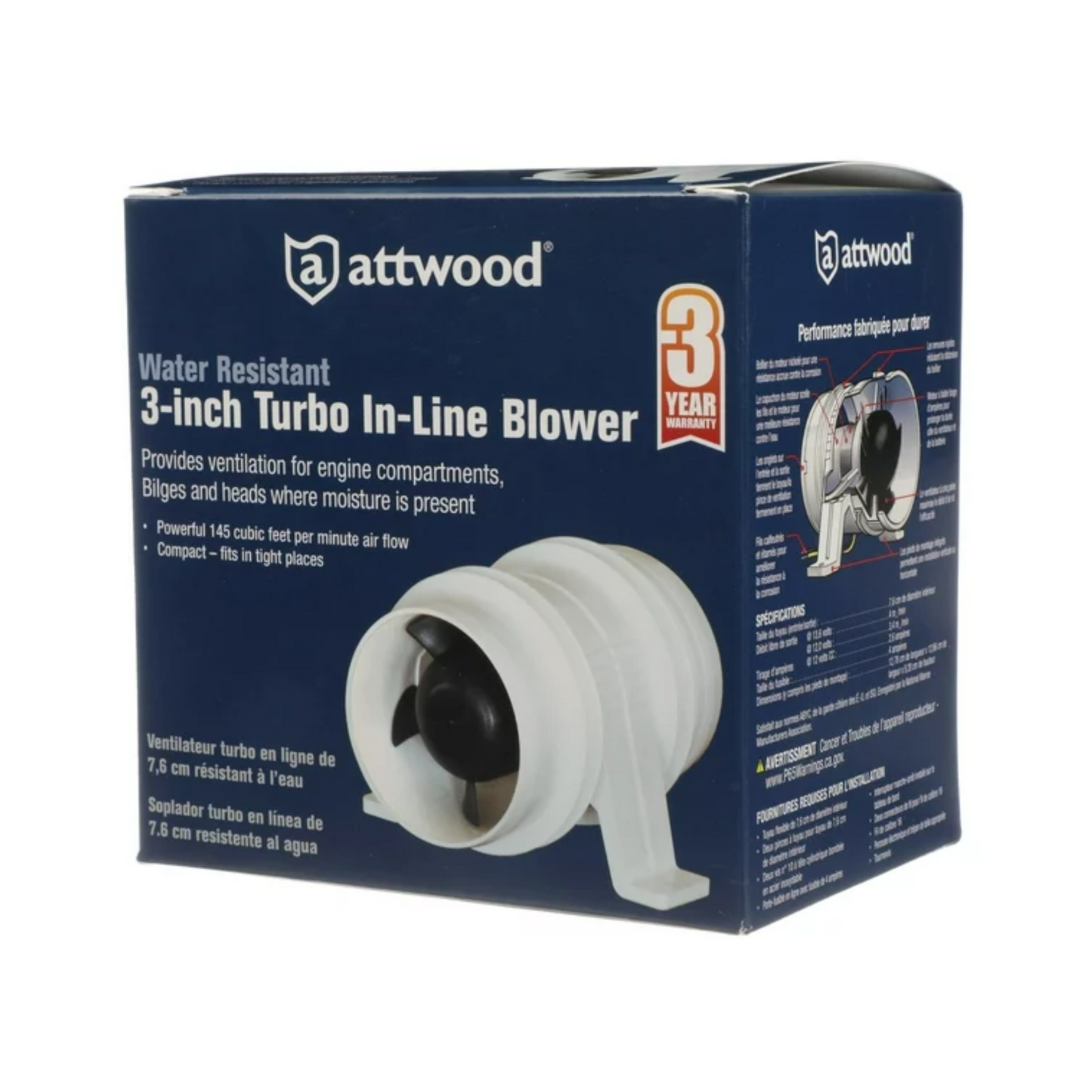 Attwood 3" Turbo In-Line Blower